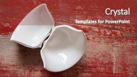  Presentation with pottery - PPT theme enhanced with broken ceramic bowl on wood background and a tawny brown colored foreground