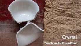  Presentation with acadian wood - Presentation design consisting of broken ceramic bowl on wood background and a violet colored foreground