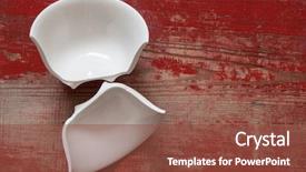  Presentation with pottery - Presentation design featuring broken ceramic bowl on wood background and a tawny brown colored foreground