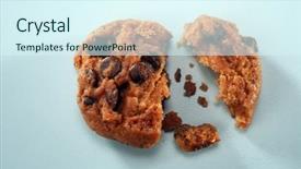  Presentation with chocolate chip cookie - Colorful slides enhanced with broken chocolate chip cookie backdrop and a  colored foreground