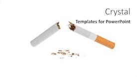  Presentation with cigarette - Presentation theme having broken-cigarette-isolated-on-white background and a white colored foreground