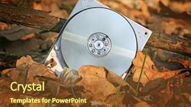  Presentation with autumn - Slide deck having broken computer hard drive background and a tawny brown colored foreground