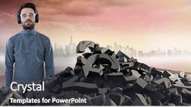  Presentation with cracked pavement concrete broken road - Slide set with broken concrete stone with money background and a dark gray colored foreground