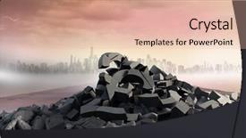  Presentation with cracked pavement concrete broken road - Slide deck having broken concrete stone with money background and a  colored foreground