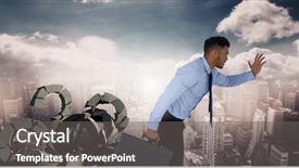  Presentation with stone - Beautiful presentation theme featuring broken concrete stone with question backdrop and a gray colored foreground