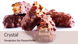  Presentation with ice candy bars - Presentation featuring broken crispy candy bars isolated background and a  colored foreground