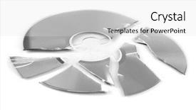  Presentation with record - Colorful slide set enhanced with broken disk with information isolated backdrop and a  colored foreground