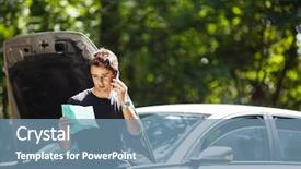  Presentation with roadside - PPT theme with broken down by the roadside background and a seafoam green colored foreground