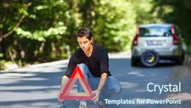  Presentation with triangle - PPT layouts enhanced with broken down by the roadside background and a ocean colored foreground