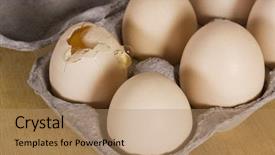  Presentation with broken egg - Slide deck having broken egg in a carton background and a  colored foreground