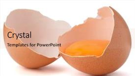  Presentation with broken egg - Slide deck enhanced with broken egg in eggshell half background and a coral colored foreground