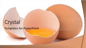  Presentation with broken egg - Cool new slide deck with broken egg in eggshell half backdrop and a coral colored foreground