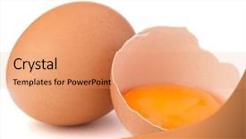  Presentation with broken egg - Presentation design consisting of broken egg in eggshell half background and a coral colored foreground