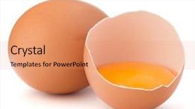  Presentation with broken egg - PPT theme having broken egg in eggshell half background and a coral colored foreground