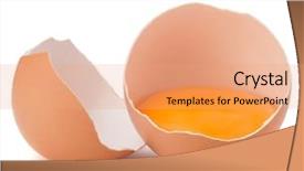  Presentation with broken egg - PPT theme having broken egg in eggshell half background and a coral colored foreground