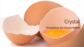  Presentation with broken egg - PPT layouts with broken egg in eggshell half background and a coral colored foreground