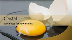  Presentation with broken egg - Presentation with broken egg isolated on black background and a yellow colored foreground