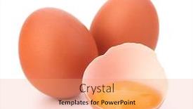  Presentation with broken egg - Colorful theme enhanced with broken egg isolated on white background backdrop and a coral colored foreground