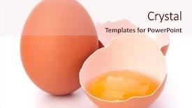  Presentation with broken egg - PPT theme with broken egg isolated on white background and a lemonade colored foreground