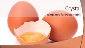  Presentation with broken egg - Presentation theme consisting of broken egg isolated on white background background and a lemonade colored foreground