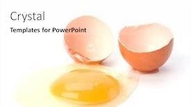  Presentation with broken egg - Cool new presentation with broken egg isolated on white backdrop and a sky blue colored foreground
