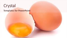  Presentation with broken egg - Slides having broken egg isolated on white background background and a lemonade colored foreground
