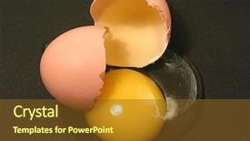  Presentation with broken egg - Cool new presentation with broken egg on a non-stick pan closeup backdrop and a tawny brown colored foreground