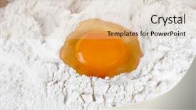  Presentation with broken egg - Colorful PPT theme enhanced with broken egg on flour on wooden table means for making bread backdrop and a lemonade colored foreground