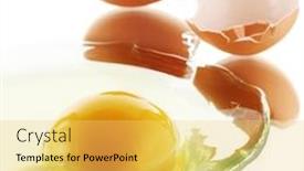  Presentation with broken egg - Slide deck featuring broken egg with shell over white background and a yellow colored foreground