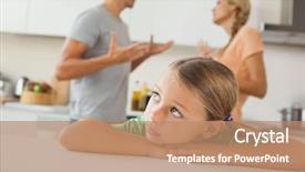  Presentation with broken home - Slide deck consisting of broken family - angry parents arguing behind background and a coral colored foreground