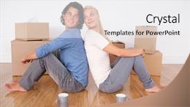  Presentation with floor - Beautiful presentation featuring broken family - cute couple sitting backdrop and a white colored foreground
