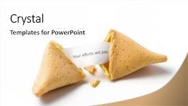  Presentation with fortune cookie - Presentation theme having broken fortune cookie isolated background and a white colored foreground