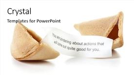  Presentation with fortune cookie - PPT theme consisting of broken fortune cookie message slip background and a white colored foreground