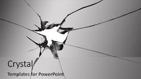  Presentation with broken glass - Slide set enhanced with broken glass macro photo background and a light gray colored foreground