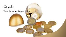  Presentation with broken egg - Beautiful presentation design featuring broken golden egg and euro backdrop and a white colored foreground