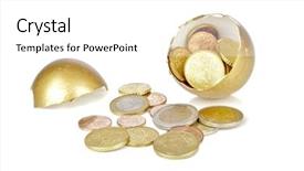  Presentation with broken egg - PPT theme featuring broken golden egg with euro background and a  colored foreground