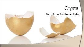  Presentation with gold egg - Presentation theme having broken golden egg background and a  colored foreground
