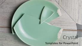  Presentation with green plate - Theme consisting of broken-green-plate-on-gray background and a mint green colored foreground