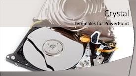  Presentation with hard disk drive - Cool new presentation theme with broken hard disk drive isolated backdrop and a light gray colored foreground
