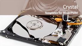  Presentation with hard disk drive - Slides featuring broken hard disk drive background and a coral colored foreground