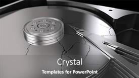  Presentation with hard disk drive - Beautiful slide deck featuring broken-hard-disk-drive backdrop and a dark gray colored foreground
