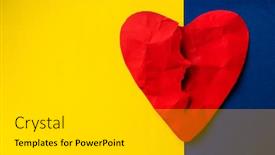  Presentation with broken heart - Amazing slide deck having broken-heart-concept-red-paper backdrop and a light gray colored foreground