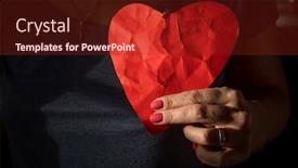  Presentation with broken heart - PPT theme consisting of broken-heart-made-of-paper background and a tawny brown colored foreground