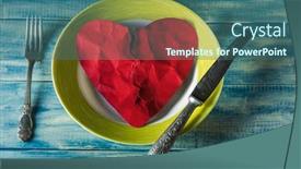  Presentation with broken heart - Cool new PPT theme with broken-heart-on-a-plate backdrop and a ocean colored foreground