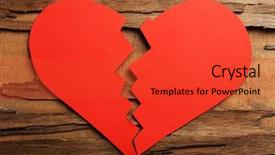  Presentation with broken heart - Presentation theme having broken heart on rustic wooden background and a  colored foreground