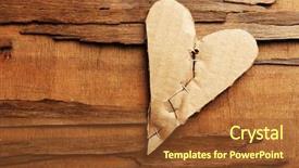 Presentation with broken heart - Audience pleasing PPT theme consisting of broken heart on rustic wooden backdrop and a  colored foreground