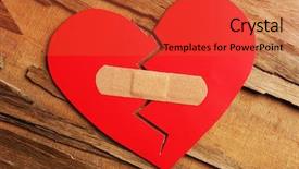  Presentation with heart medical - Slide set enhanced with broken heart with plaster background and a red colored foreground