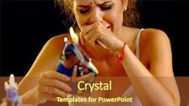  Presentation with broken heart - Beautiful slide set featuring broken heart woman couple break backdrop and a tawny brown colored foreground