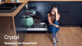  Presentation with broken home - Beautiful presentation featuring broken home - beautiful young woman frustrated backdrop and a tawny brown colored foreground