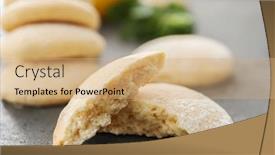  Presentation with flavor - Slides having broken homemade cookie with lemon flavor on table closeup background and a coral colored foreground